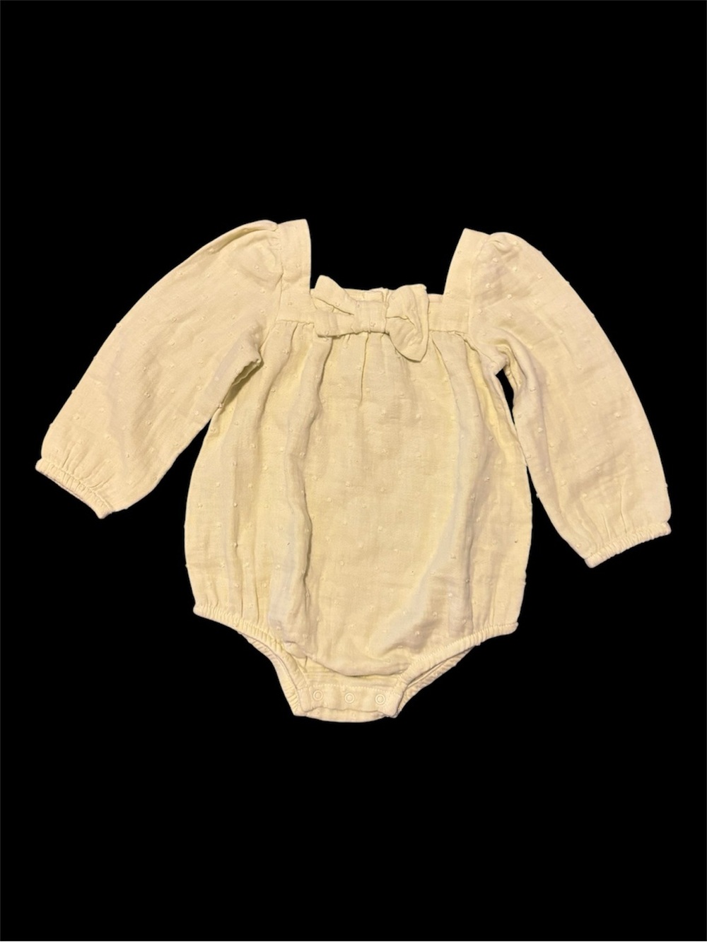 cloud island Baby Girl Long Sleeve Yellow Romper with Bow - Size 12M